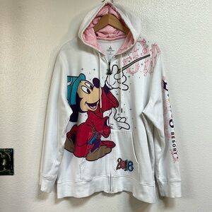 Disney Parks Resort 2016 Mickey Fantasia White Hooded Sweatshirt 2X